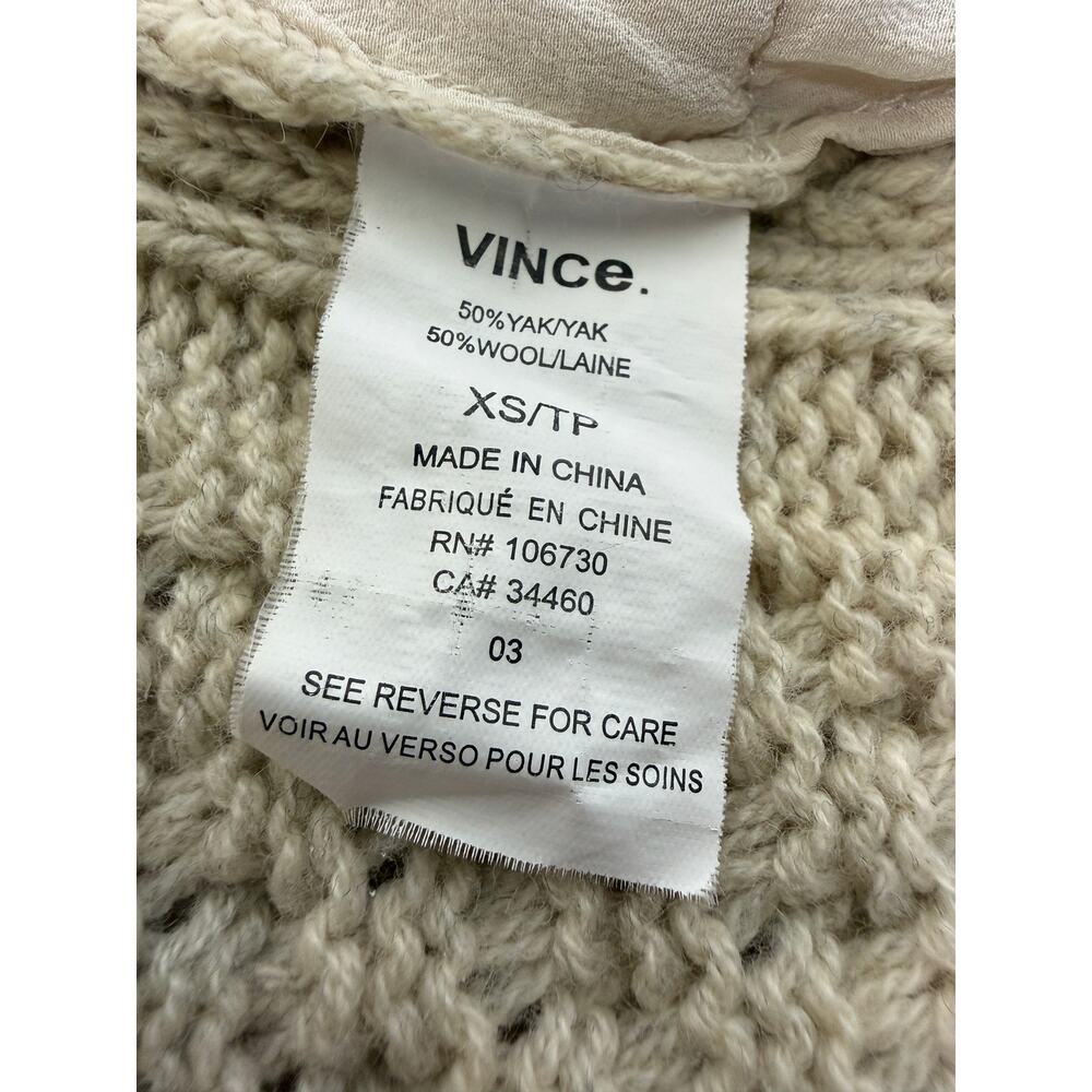 Vince Natural Fiber Open Cardigan Neutral Yak Wool Chunky Knit XS Quiet Luxury - Picture 5 of 9